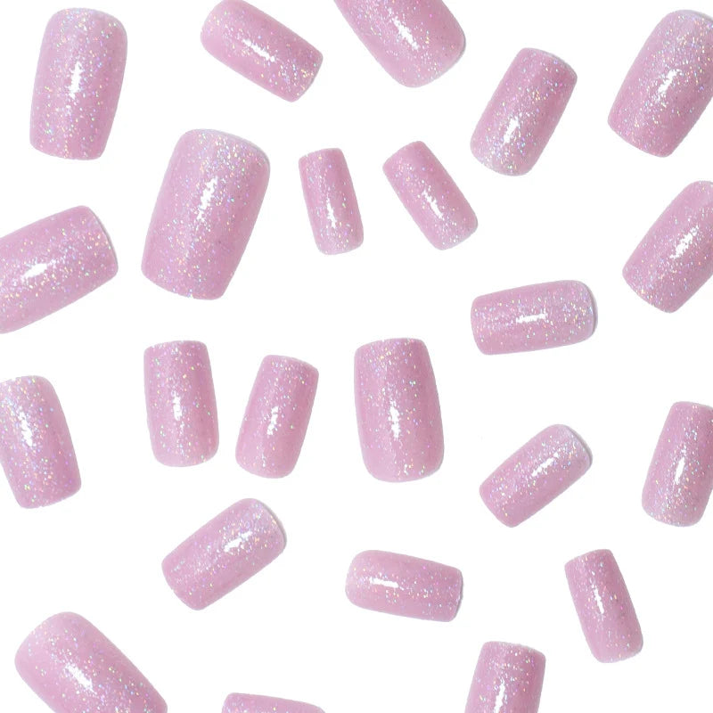 Press-On Nail Set Glitter Acrylic Self-Adhesive Set of 24
