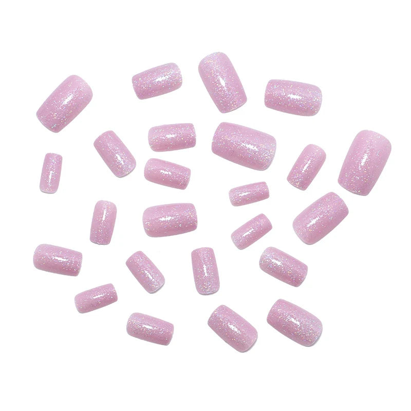 Press-On Nail Set Glitter Acrylic Self-Adhesive Set of 24