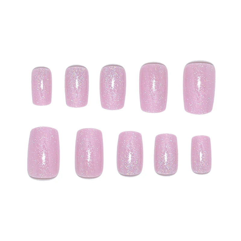 Press-On Nail Set Glitter Acrylic Self-Adhesive Set of 24