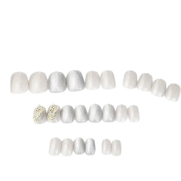 Press-On Nail Set Glitter Butterfly Reusable Set of 24