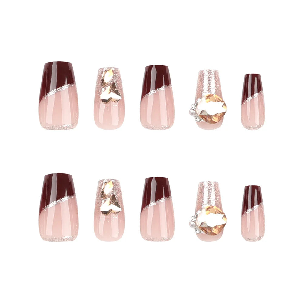 Press-On Nail Set Glitter Embellished Easy Application