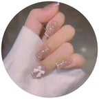 Press-On Nail Set Glitter Finish Bow Accents Peel-And-Press