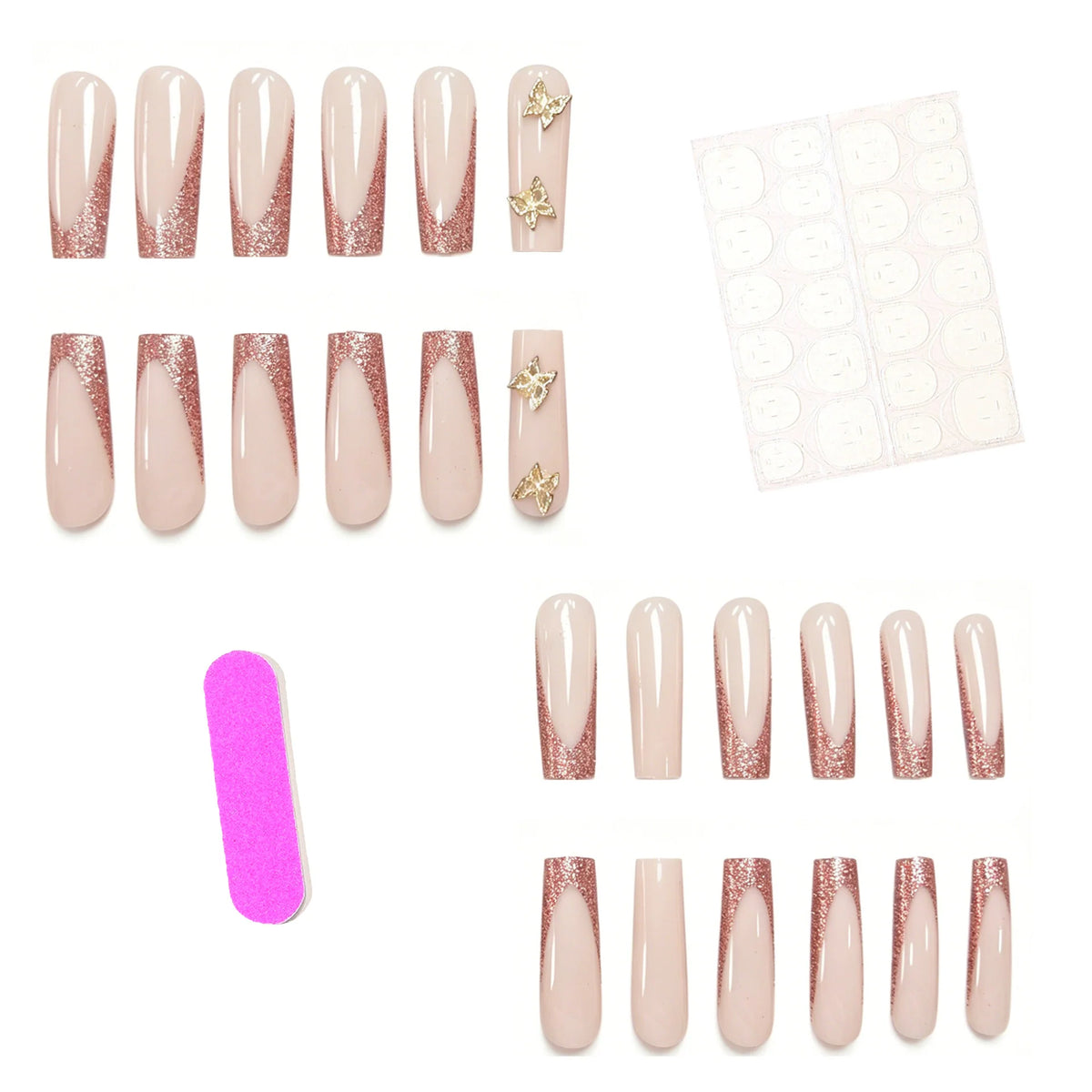 Press-On Nail Set Glitter Finish Comfortable Fit