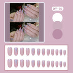 Press-On Nail Set Glitter Finish Glue-On Adhesive