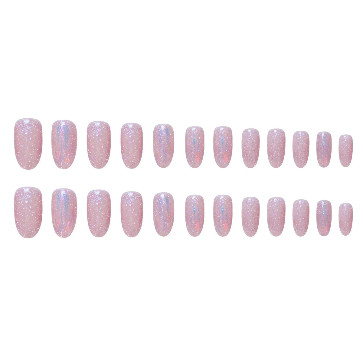 Press-On Nail Set Glitter Finish Glue-On Adhesive