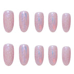 Press-On Nail Set Glitter Finish Glue-On Adhesive