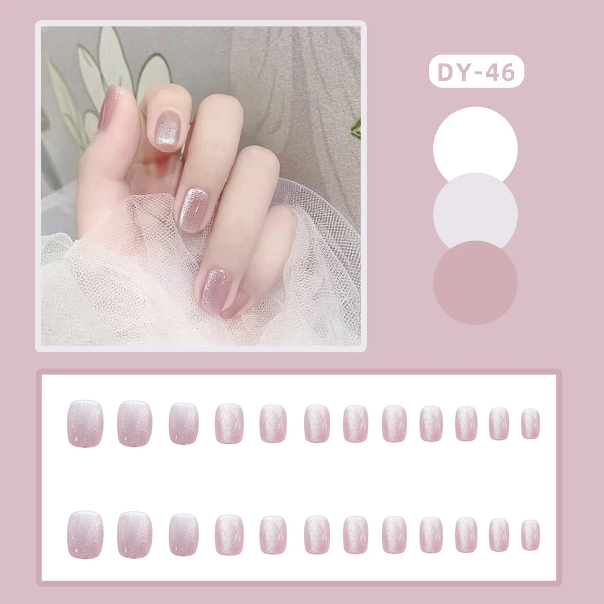Press-On Nail Set Glitter Finish Peel & Press