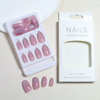 Press-On Nail Set Glitter Finish Pre-Applied Adhesive & Reusable