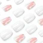 Press-On Nail Set Glitter & Floral Accents Long Lasting
