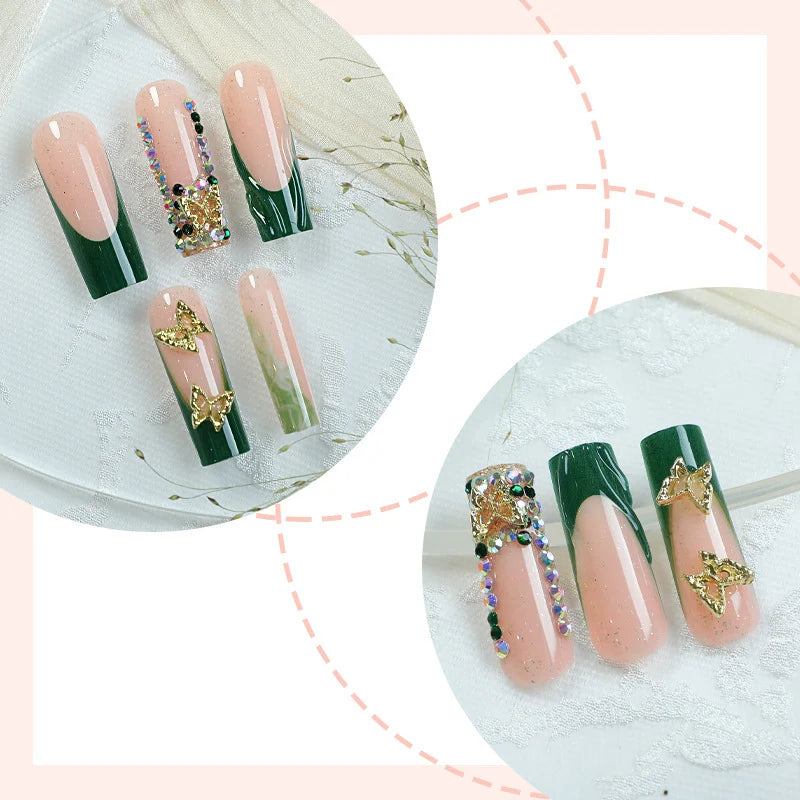 Press-On Nail Set Glitter & Floral Easy Application