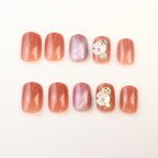 Press-On Nail Set Glitter Floral Peel & Press Multiple Sizes