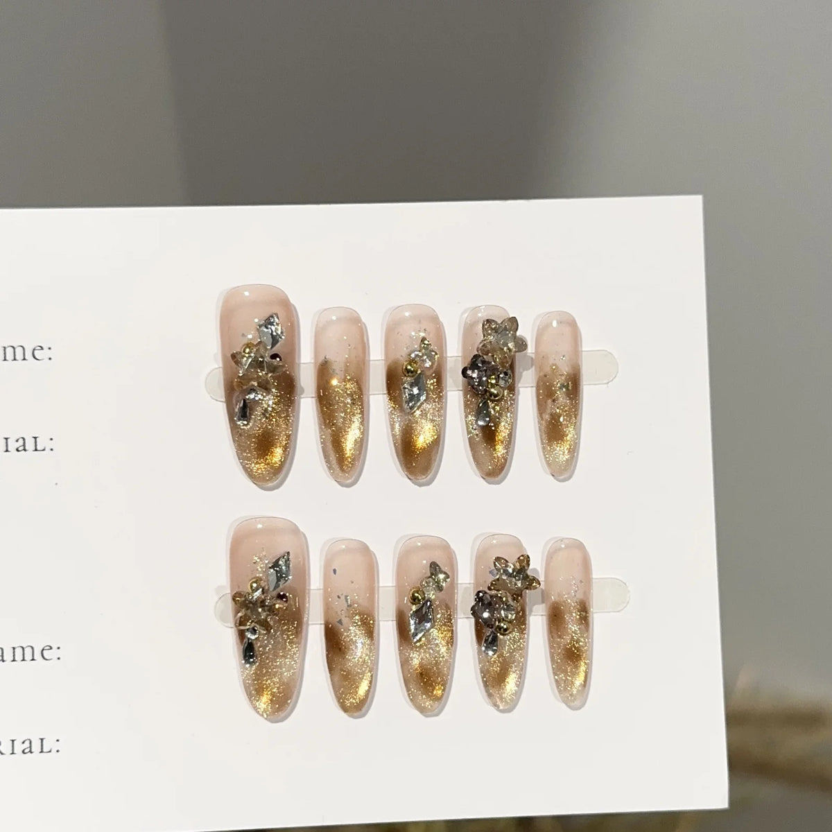 Press-On Nail Set Glitter & Floral Reusable