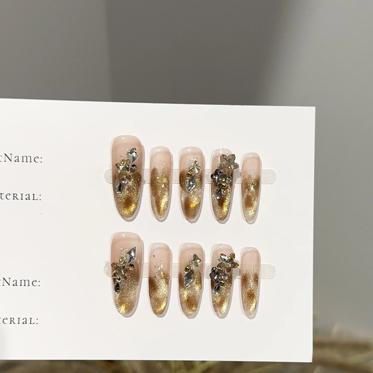 Press-On Nail Set Glitter & Floral Reusable