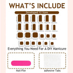 Press-On Nail Set Glitter & Floral Reusable