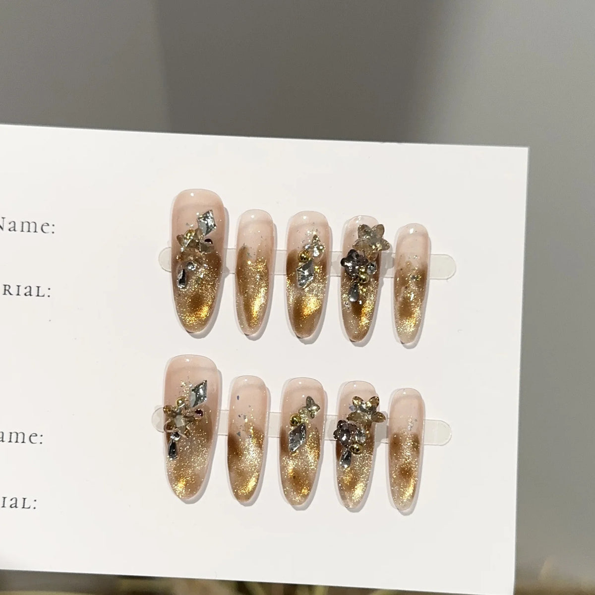 Press-On Nail Set Glitter & Floral Reusable
