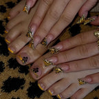Press-On Nail Set Glitter & Floral Reusable