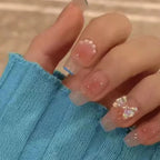 Press-On Nail Set Glitter French Tip Reusable