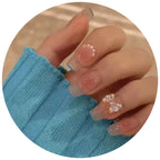 Press-On Nail Set Glitter French Tip Reusable