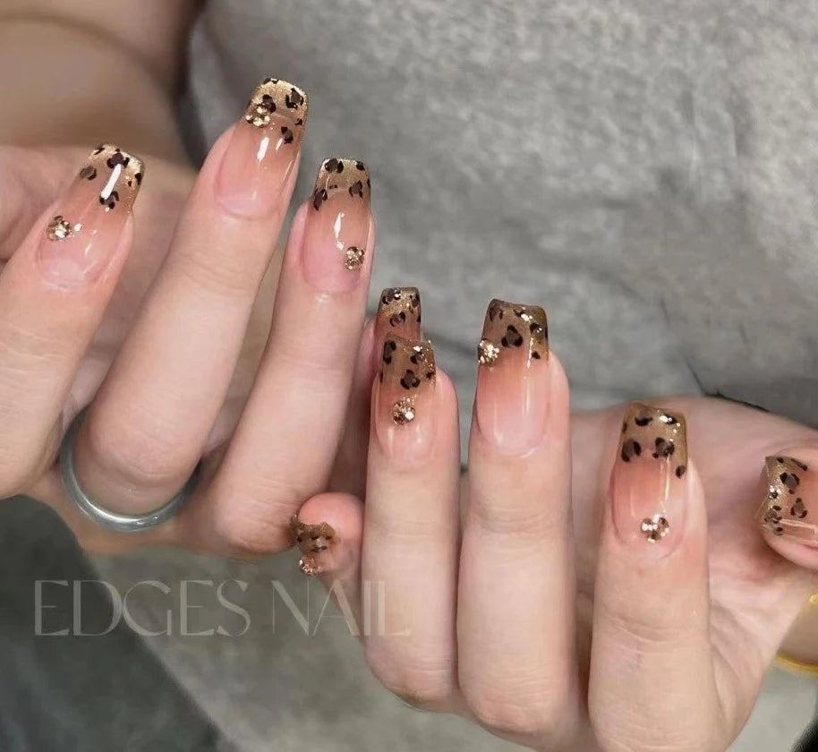 Press-On Nail Set Glitter French Tip Salon-Quality