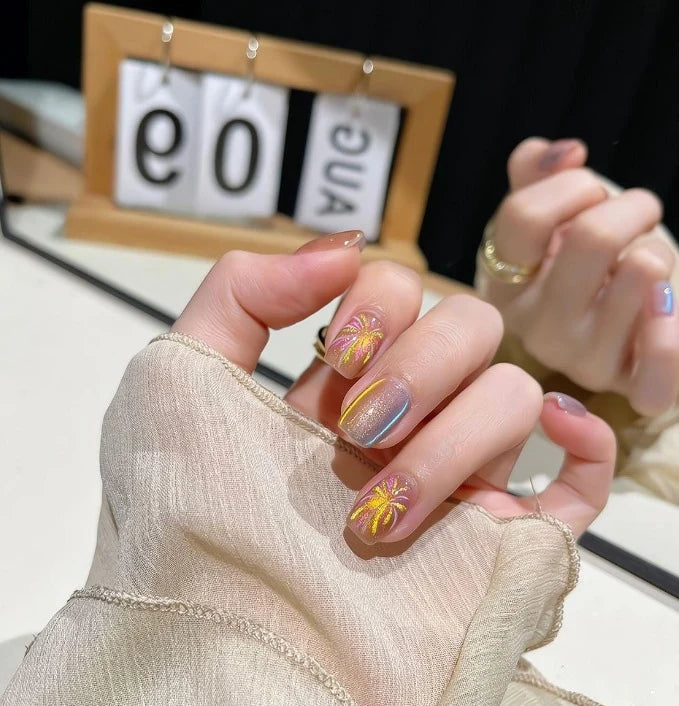 Press-On Nail Set Glitter French Tip Salon-Quality