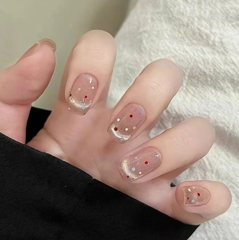 Press-On Nail Set Glitter French Tip Salon-Quality