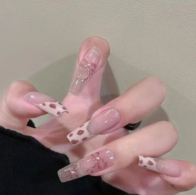 Press-On Nail Set Glitter French Tip Salon-Quality