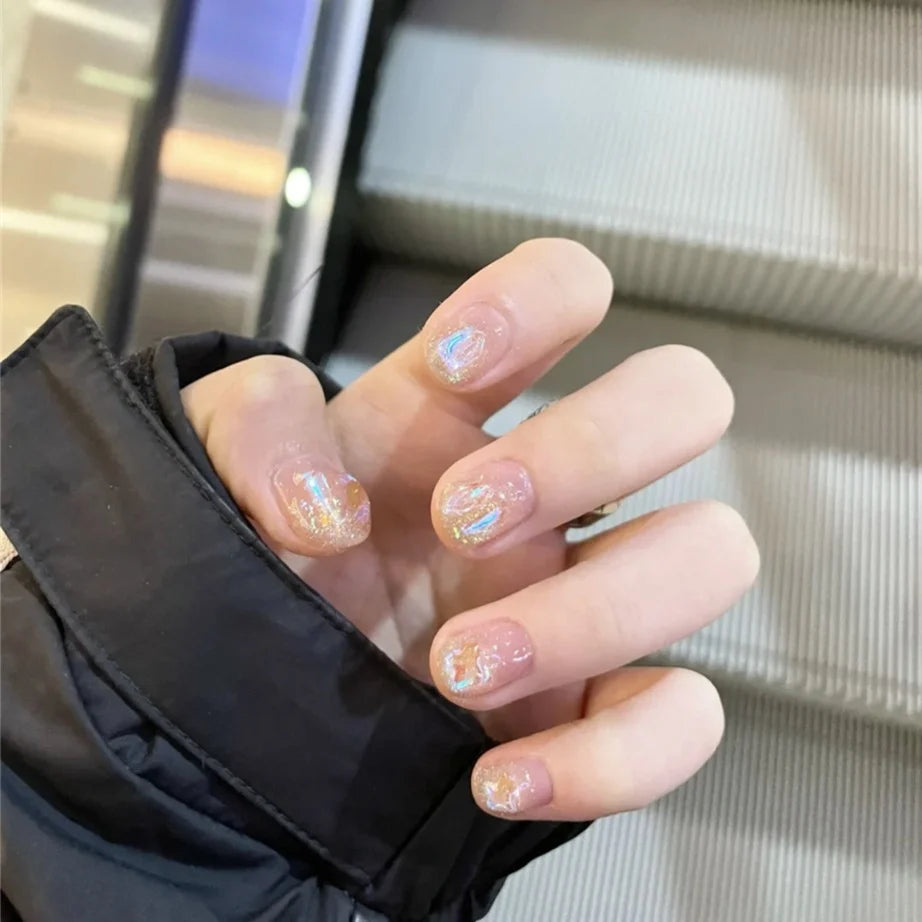 Press-On Nail Set Glitter Glue-On & Reusable
