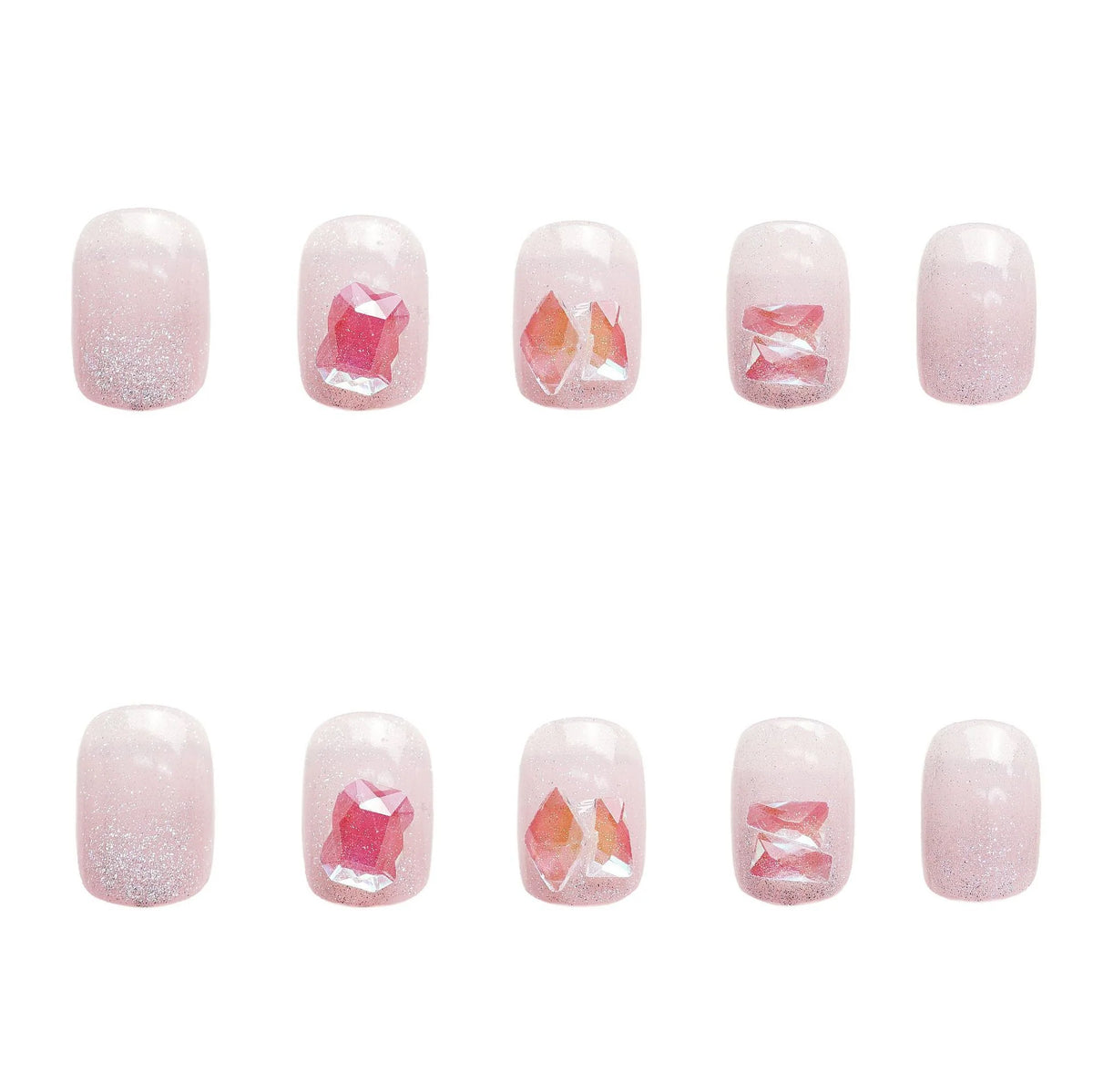 Press-On Nail Set Glitter Glue-On & Reusable
