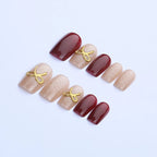 Press-On Nail Set Glitter & Gold Accents Peel-And-Stick
