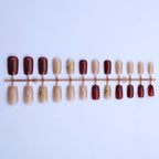 Press-On Nail Set Glitter & Gold Accents Peel-And-Stick