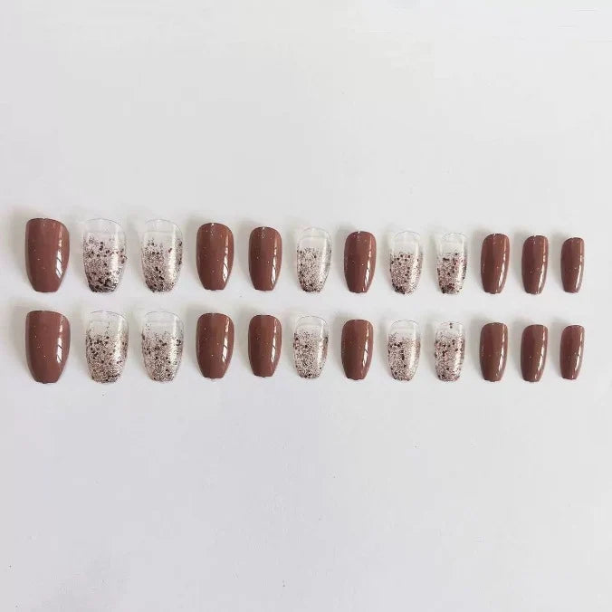 Press-On Nail Set Glitter Gradient Durable Acrylic