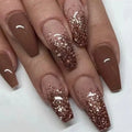 Press-On Nail Set Glitter Gradient Durable Acrylic