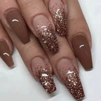 Press-On Nail Set Glitter Gradient Durable Acrylic