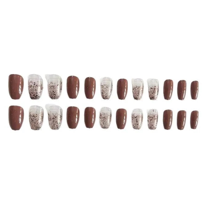 Press-On Nail Set Glitter Gradient Durable Acrylic