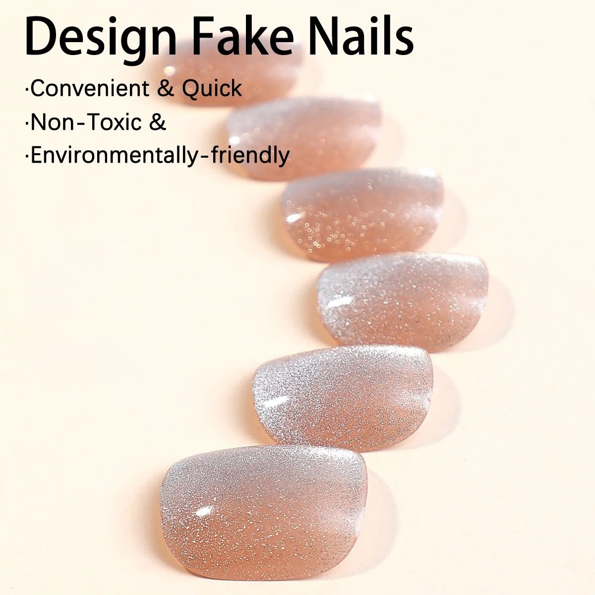 Press-On Nail Set Glitter High-Gloss Adhesive Tabs