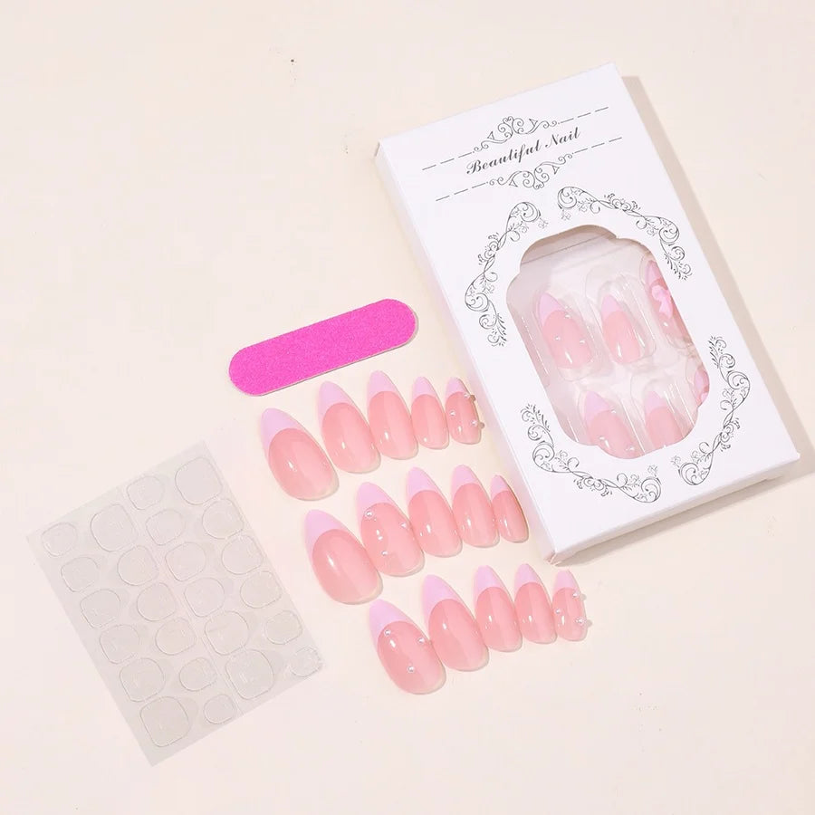 Press-On Nail Set Glitter & Lace Adhesive Strips