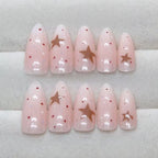Press-On Nail Set Glitter Ombre Star Embellishments