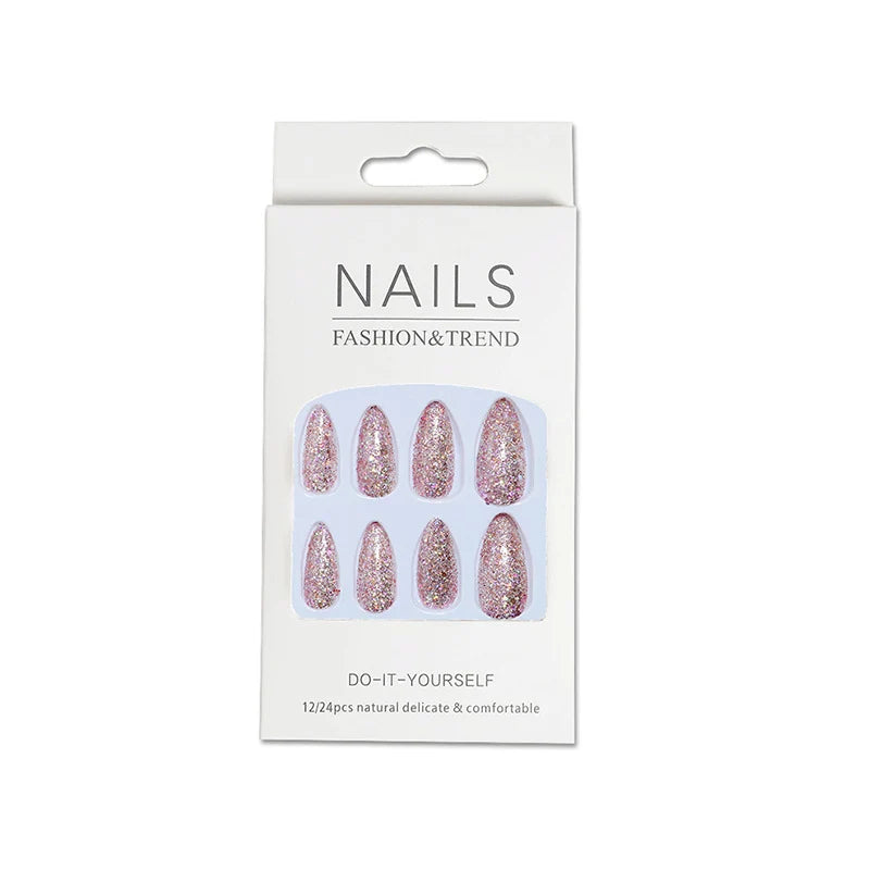 Press-On Nail Set Glitter Peel-And-Stick Reusable