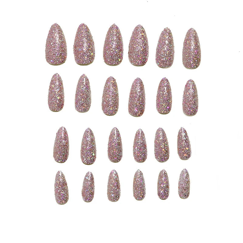 Press-On Nail Set Glitter Peel-And-Stick Reusable