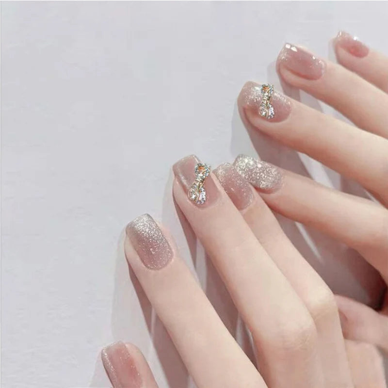 Press-On Nail Set Glitter & Rhinestones Quick Application