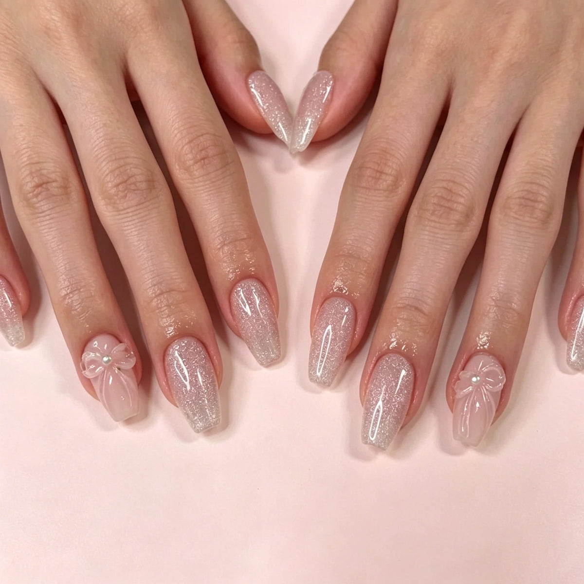 Press-On Nail Set Glittery Red 24-Piece Long-Lasting Wear