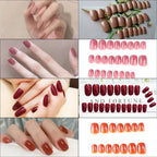 Press-On Nail Set Glossy Adhesive Tabs Multiple Sizes