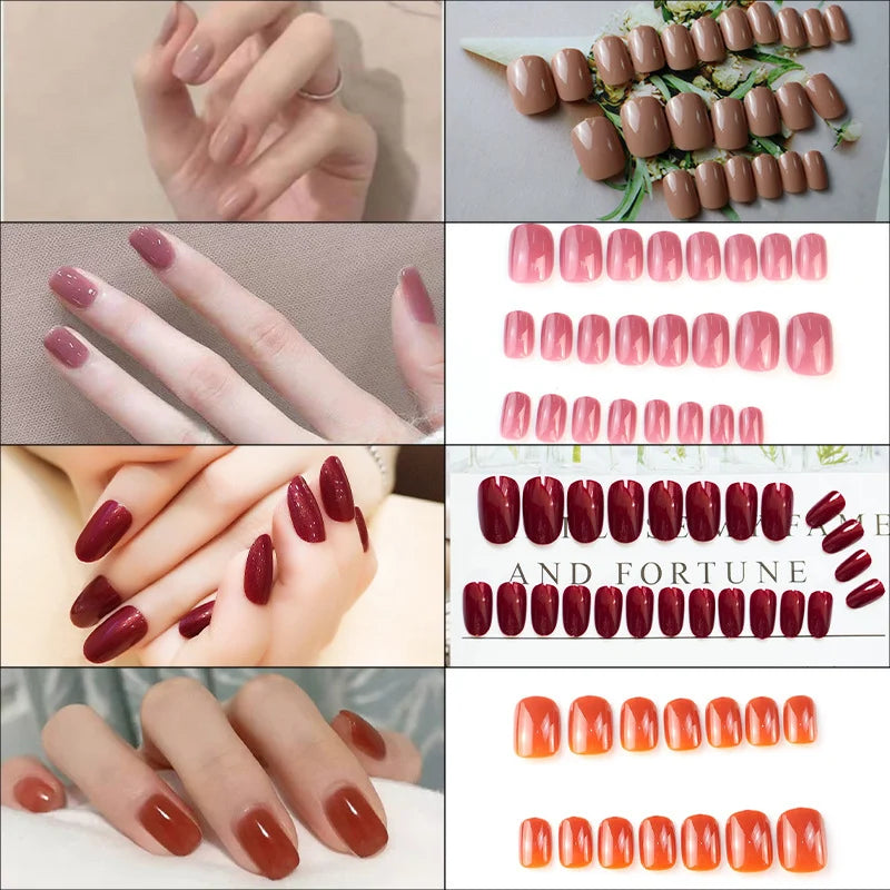 Press-On Nail Set Glossy Adhesive Tabs Multiple Sizes