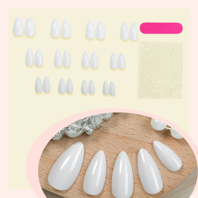Press-On Nail Set Glossy Almond No Glue