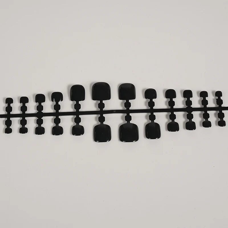 Press-On Nail Set Glossy Black Reusable & Easy Application