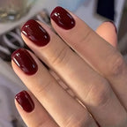 Press-On Nail Set Glossy Burgundy 24-Piece Reusable