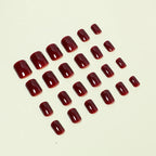 Press-On Nail Set Glossy Burgundy 24-Piece Reusable