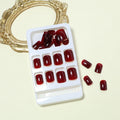 Press-On Nail Set Glossy Burgundy 24-Piece Reusable