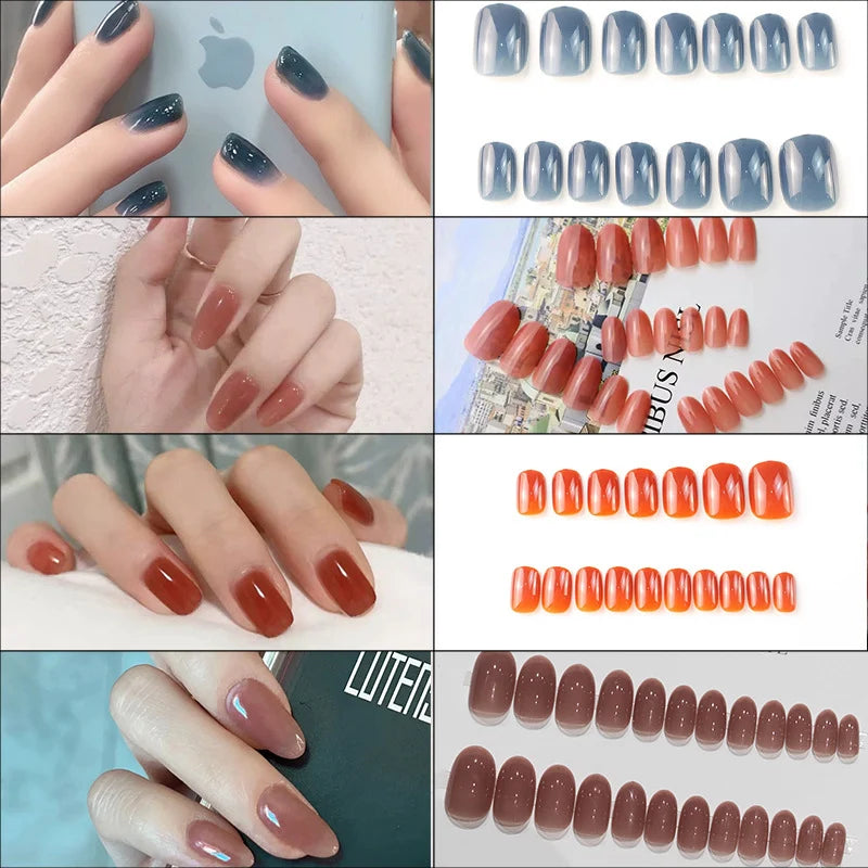 Press-On Nail Set Glossy Easy Application & Reusable