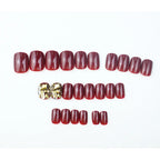 Press-On Nail Set Glossy Finish & Gem Accents